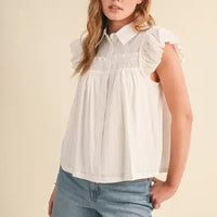 Ruffled Trim Blouse (white)