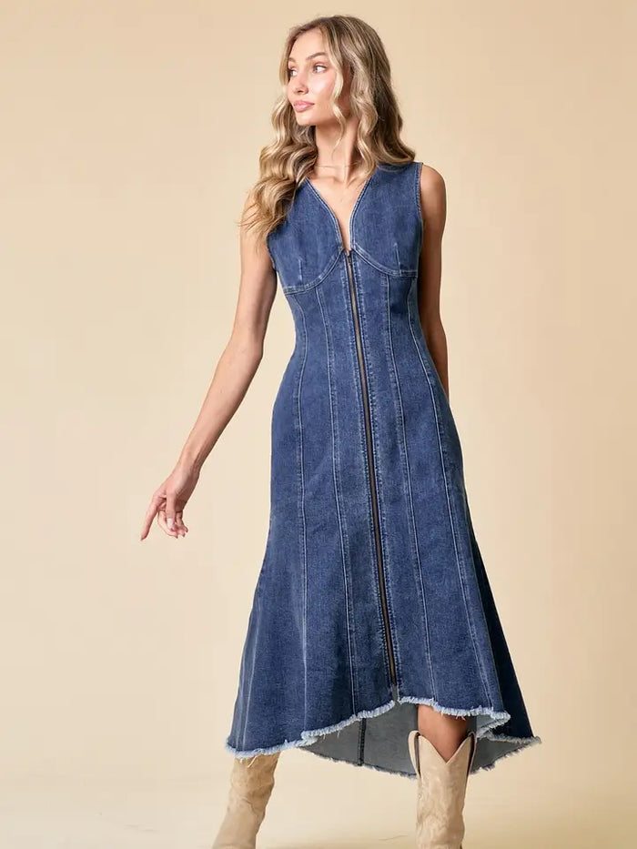Panelled Denim Dress