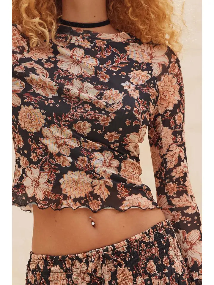 Floral Mesh Top
