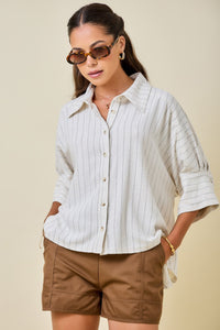 Striped Oatmeal Button Down - GEORGE-MARY'S