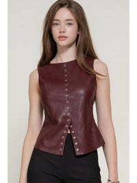 Faux Leather Vest (maroon)