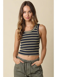 Mia Striped Tank (olive-navy)