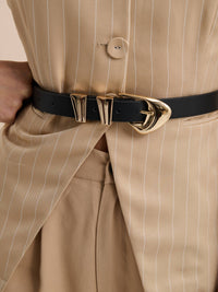 Pebble Dome Buckle Belt in Black - GEORGE-MARY'S