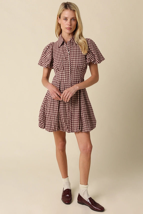 Owen Gingham Dress (maroon)