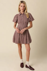 Owen Gingham Dress (maroon)