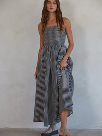 Rhys Striped Tube Dress (black)