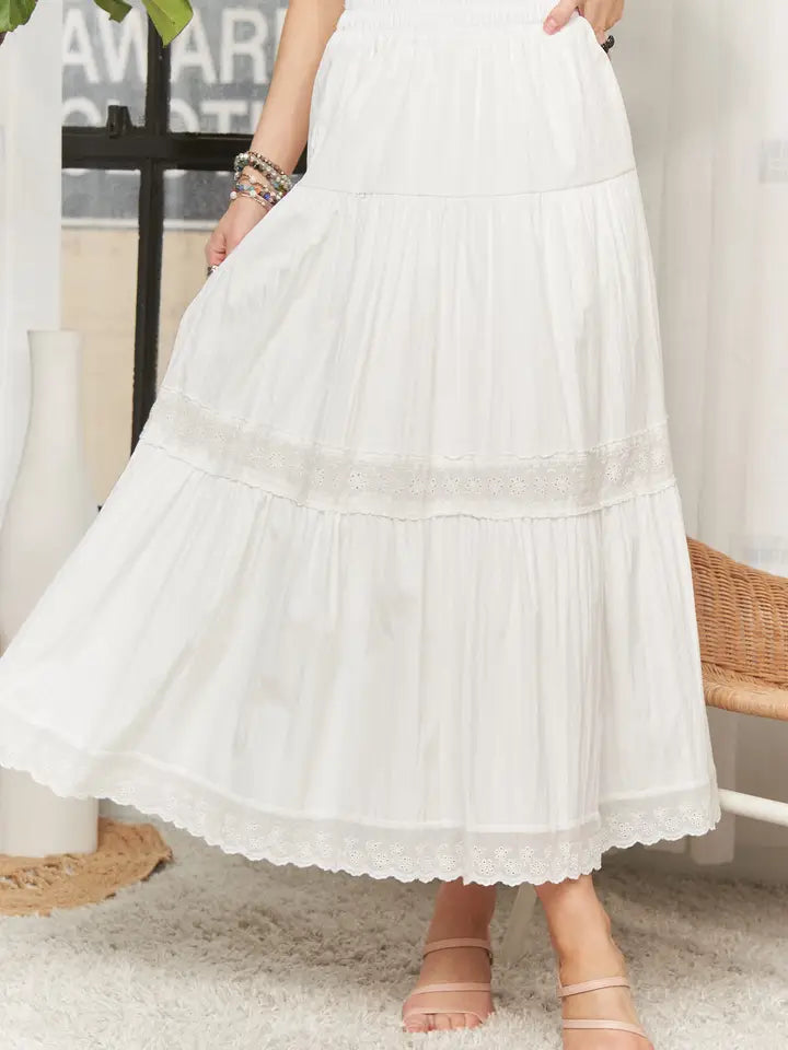 Lorraina Lace Trim Skirt (white)