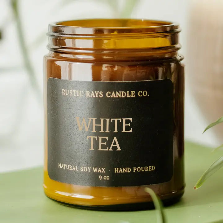 White Tea Soy Candle - Amber Jar - 9 oz