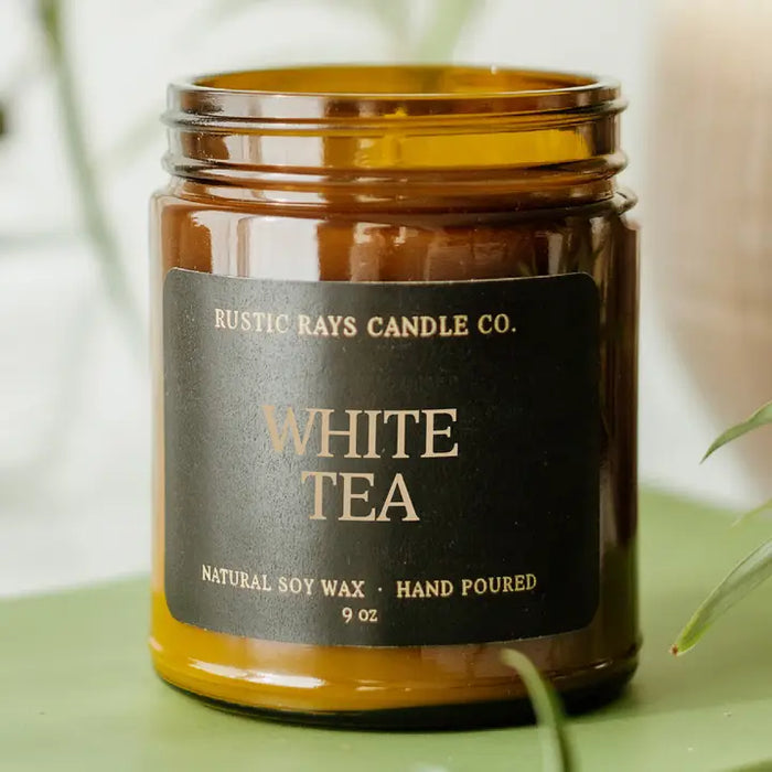 White Tea Soy Candle - Amber Jar - 9 oz