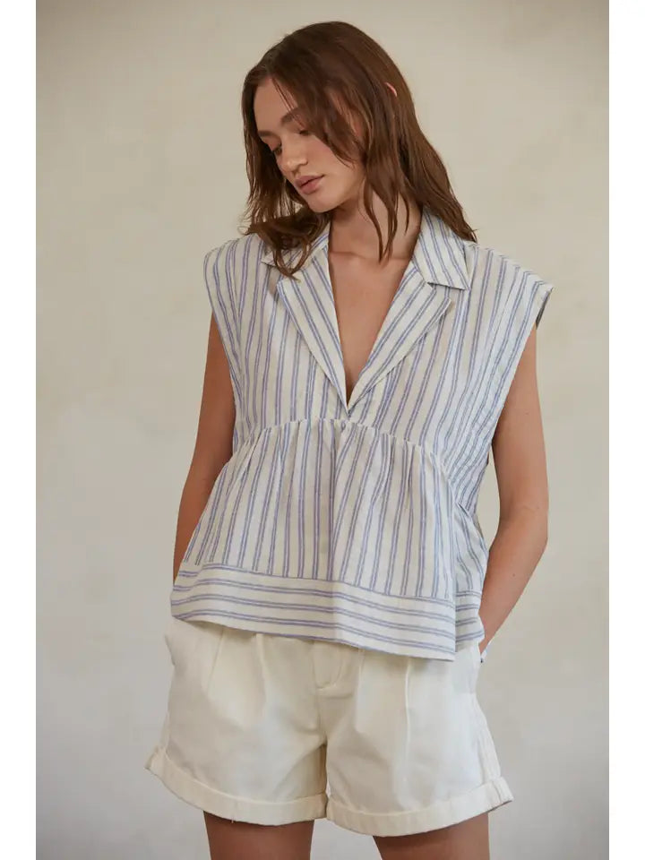 Collette Top (blue stripe)