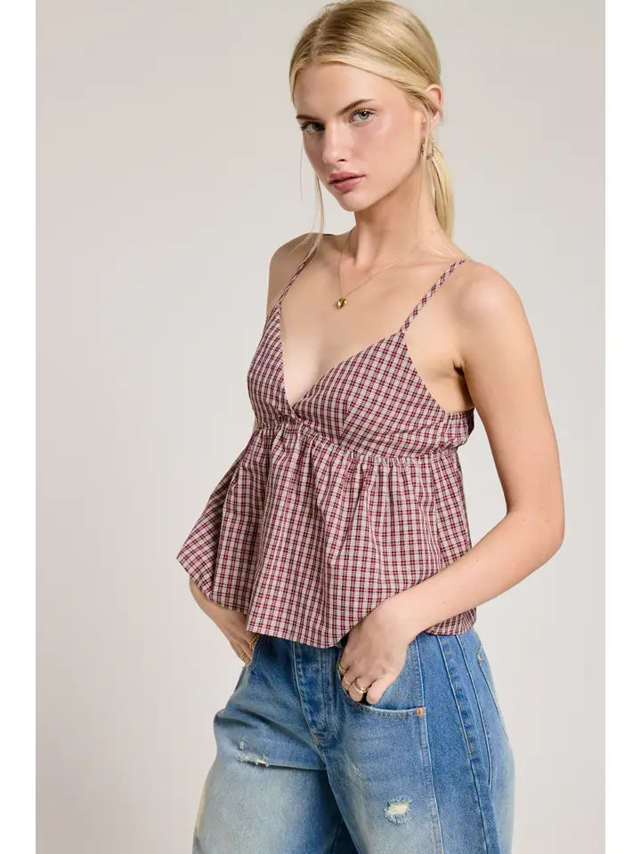 Gingham Tank Top (rosewood)