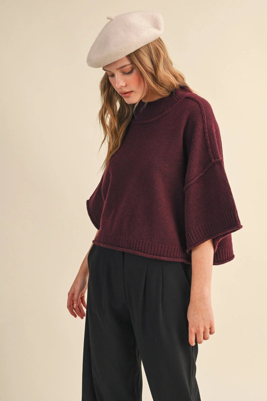 Parks Boxy Knit Sweater (wine) - GEORGE-MARY'S