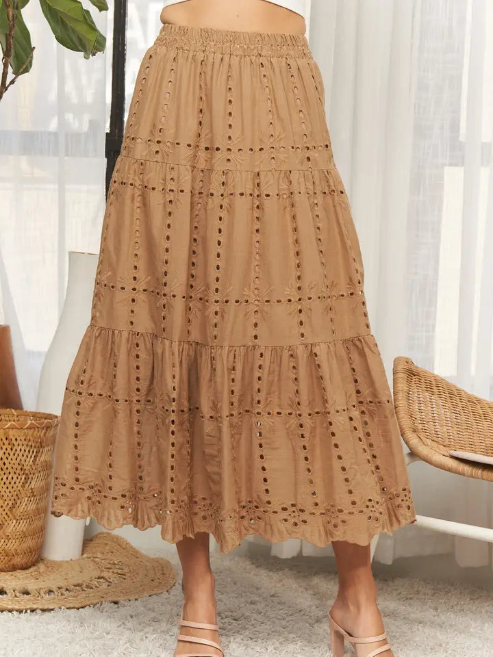 Mocha Eyelet Skirt