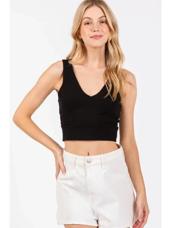 Double Layered Crop Top (black)