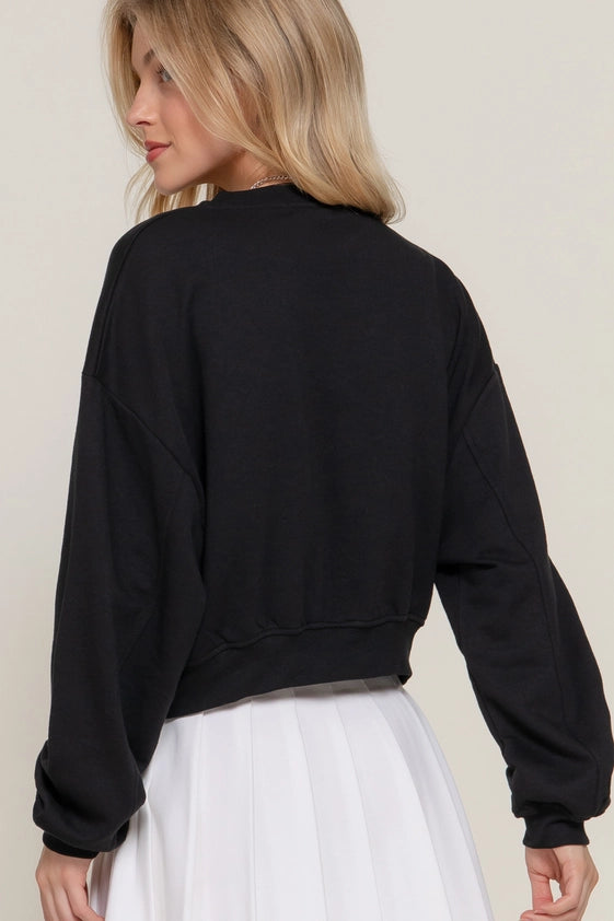 French Terry Crop Pullover (black)