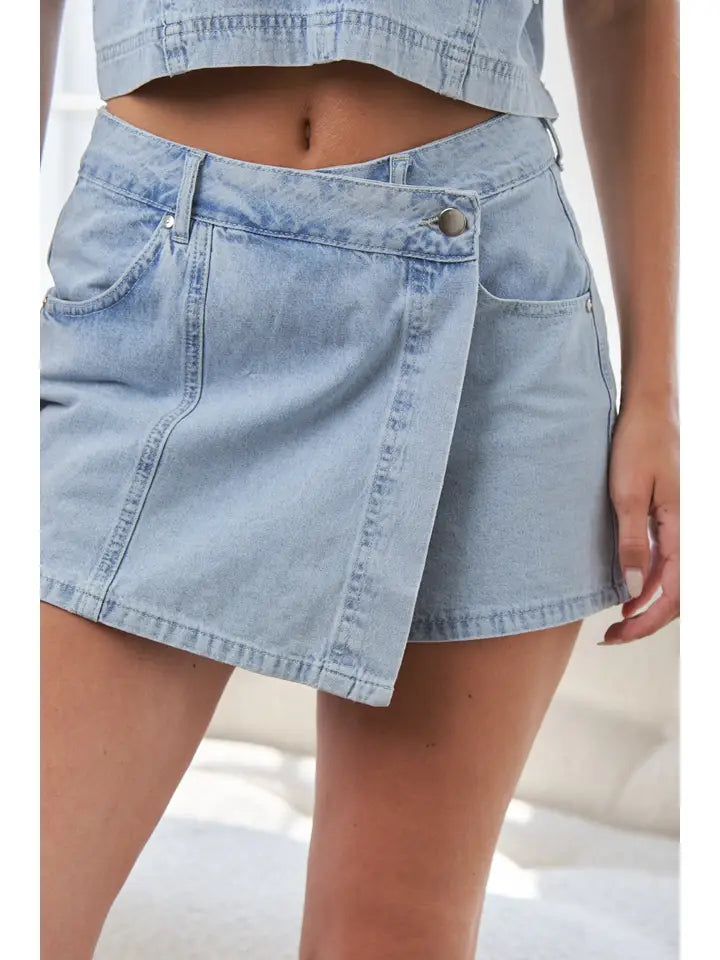 Denim Wrap Skort
