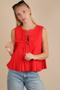 Polly Pleated Tank (red)