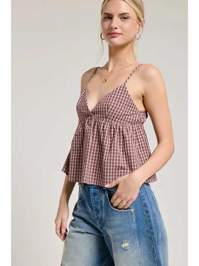 Gingham Tank Top (rosewood)