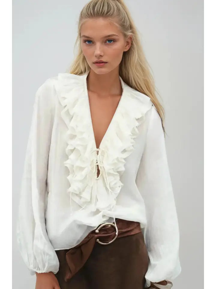 Marrietta Ruffled Blouse (ivory)