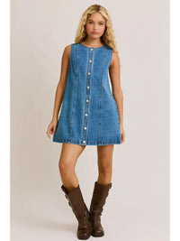 Denim Button Shift Dress