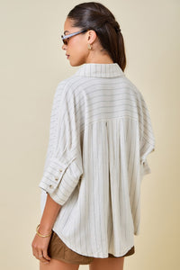 Striped Oatmeal Button Down - GEORGE-MARY'S