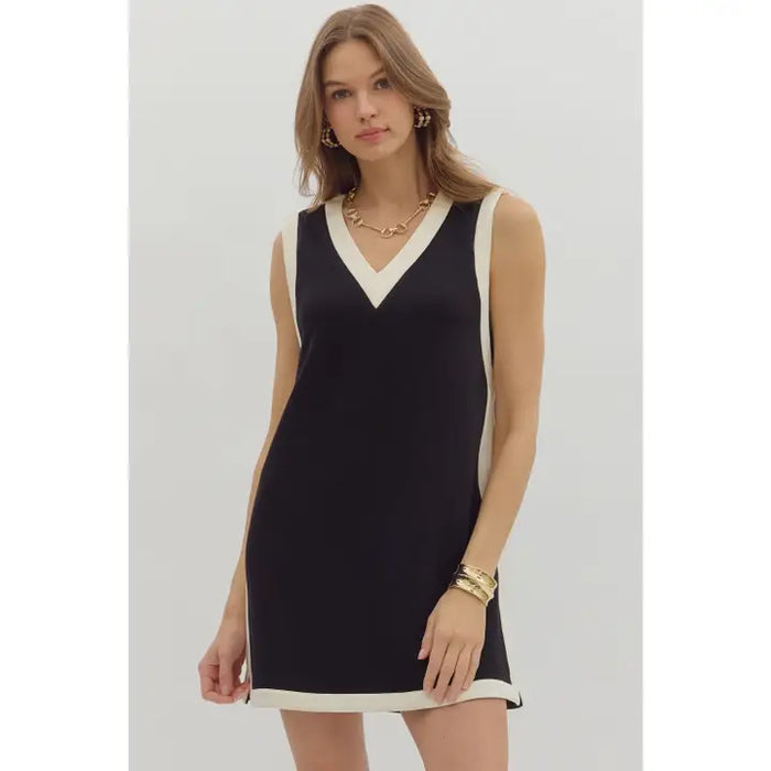 PREORDER Contrast Trim Dress (black)