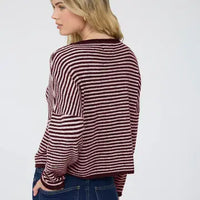 Burgundy Striped Cardigan - GEORGE-MARY'S