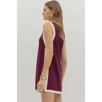 PREORDER Contrast Trim Dress (maroon)