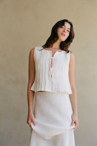 The Charlotte Pintuck Pleat Top (ivory) - GEORGE-MARY'S