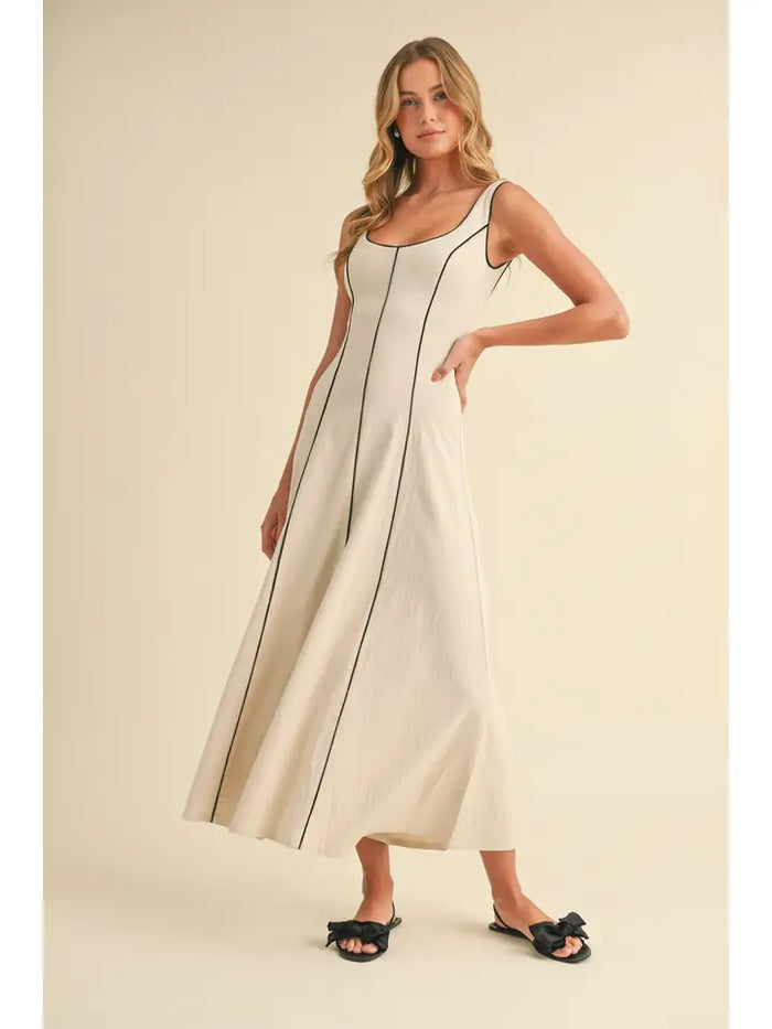 Contrast Piping Dress