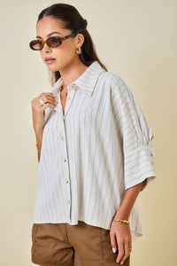 Striped Oatmeal Button Down - GEORGE-MARY'S