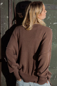Brown Drop Sleeve Sweater