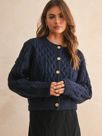Navy Cable Cardigan