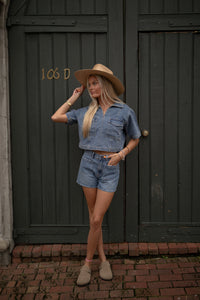 Aaron Cropped Denim Top