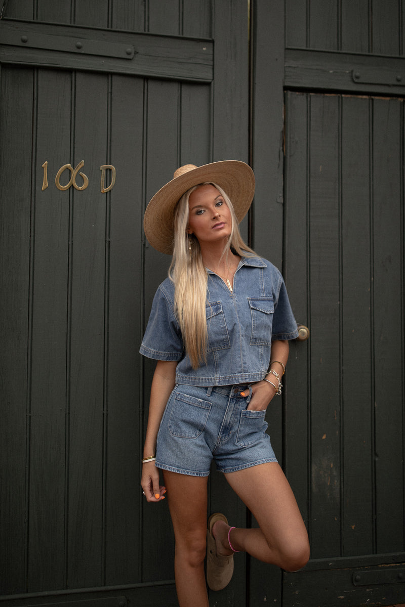 Aaron Cropped Denim Top