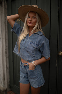 Aaron Cropped Denim Top