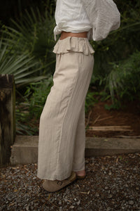 Ruffled Linen Trouser (beige)