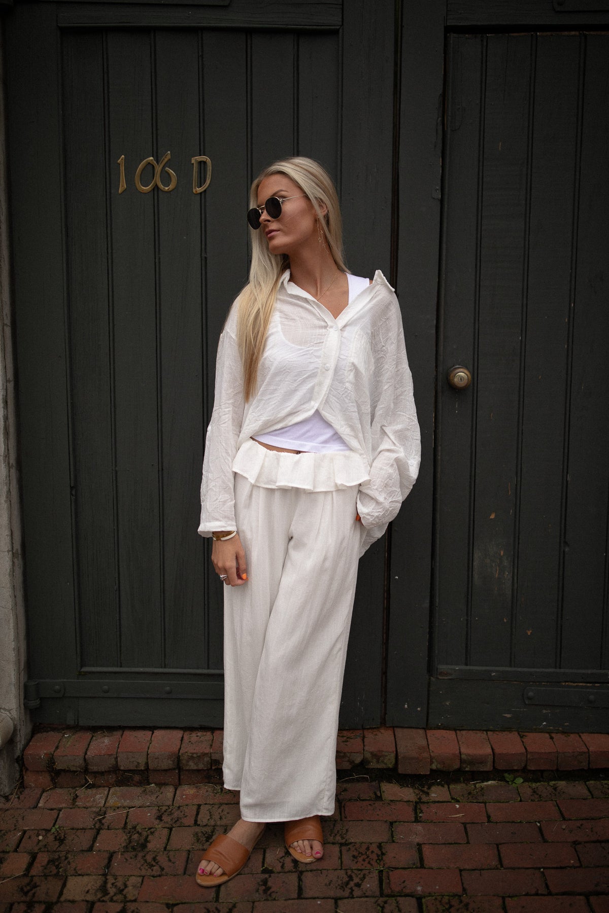 Ruffled Linen Trouser (ivory)