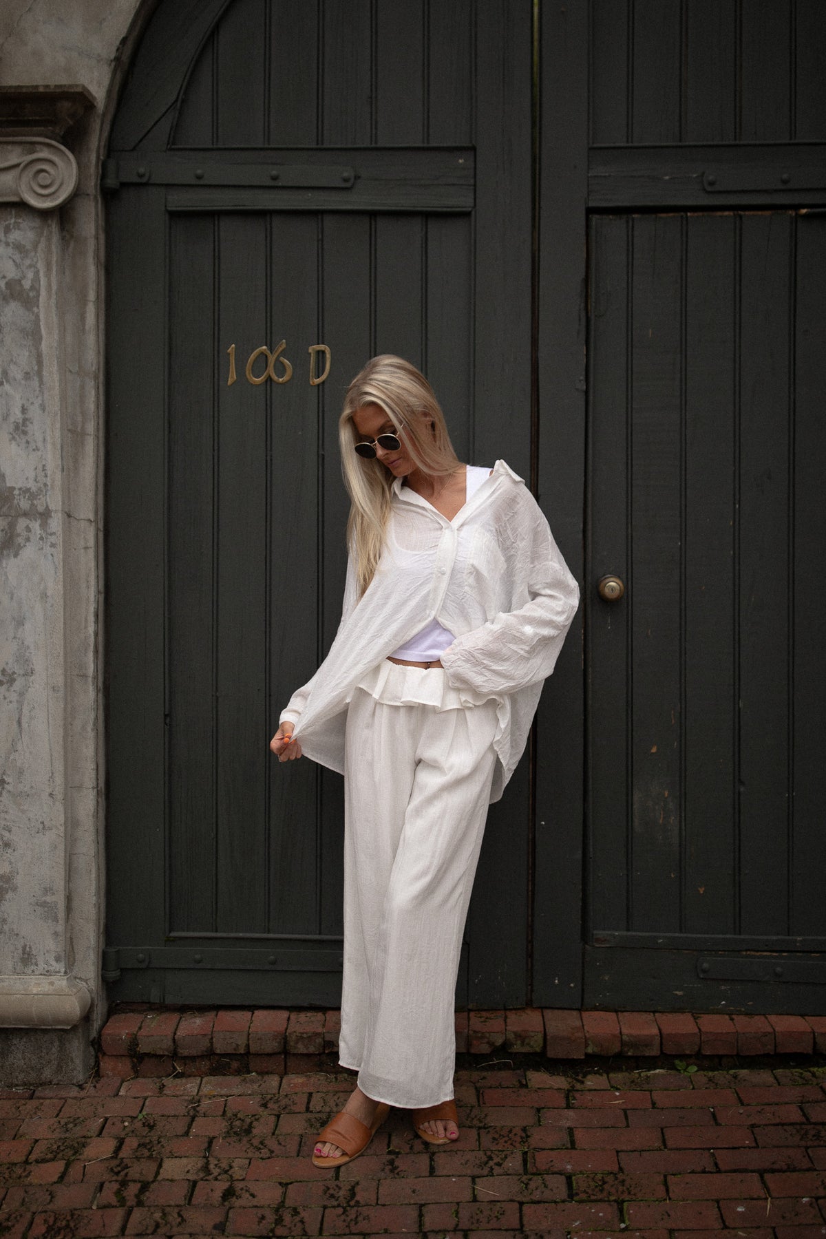 Ruffled Linen Trouser (ivory)