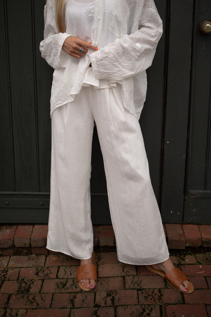 Ruffled Linen Trouser (ivory)