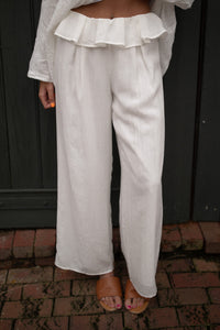 Ruffled Linen Trouser (ivory)