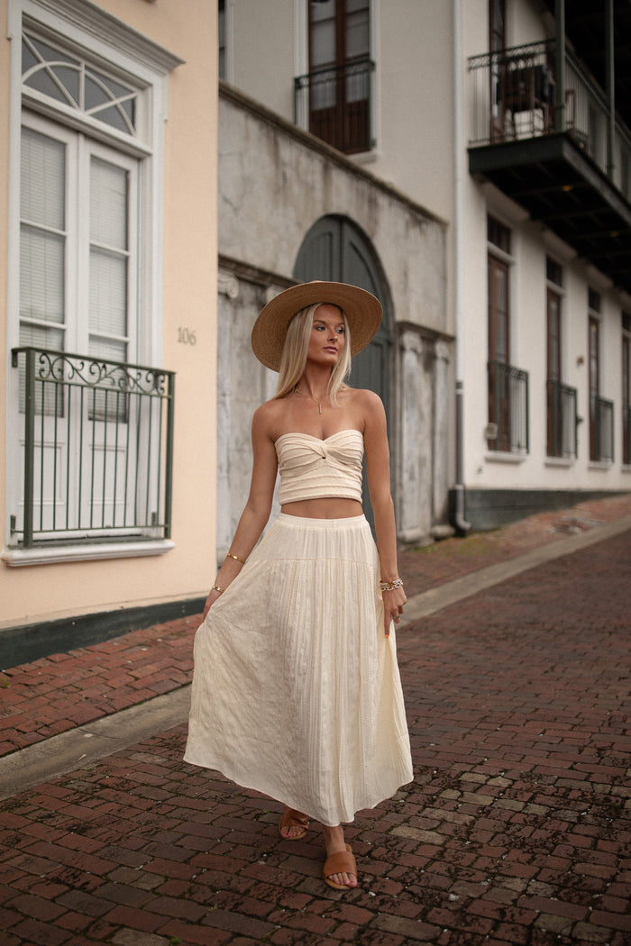 Rosey Crinkle Midi Skirt