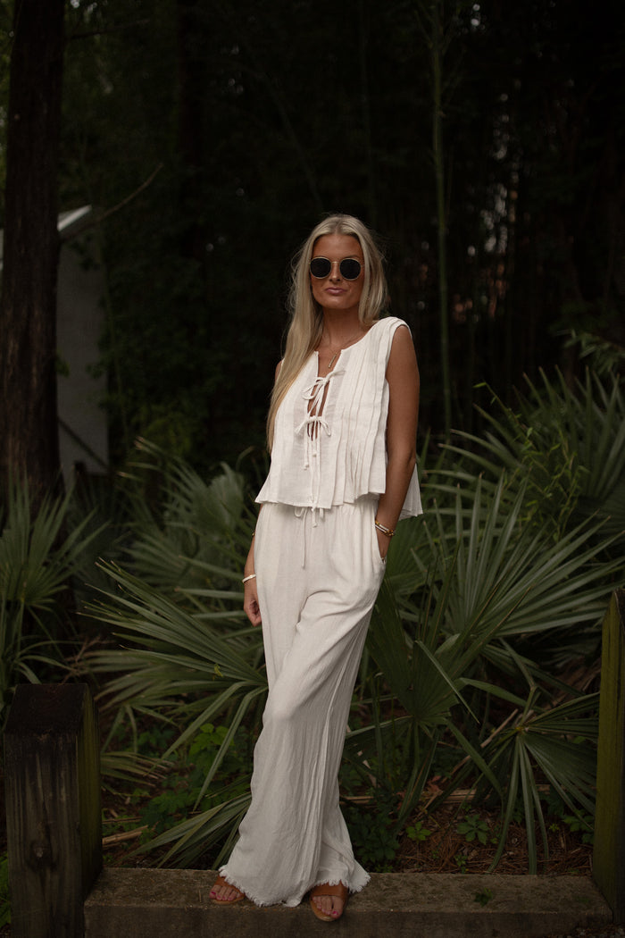 The Charlotte Pintuck Pleat Top (ivory)