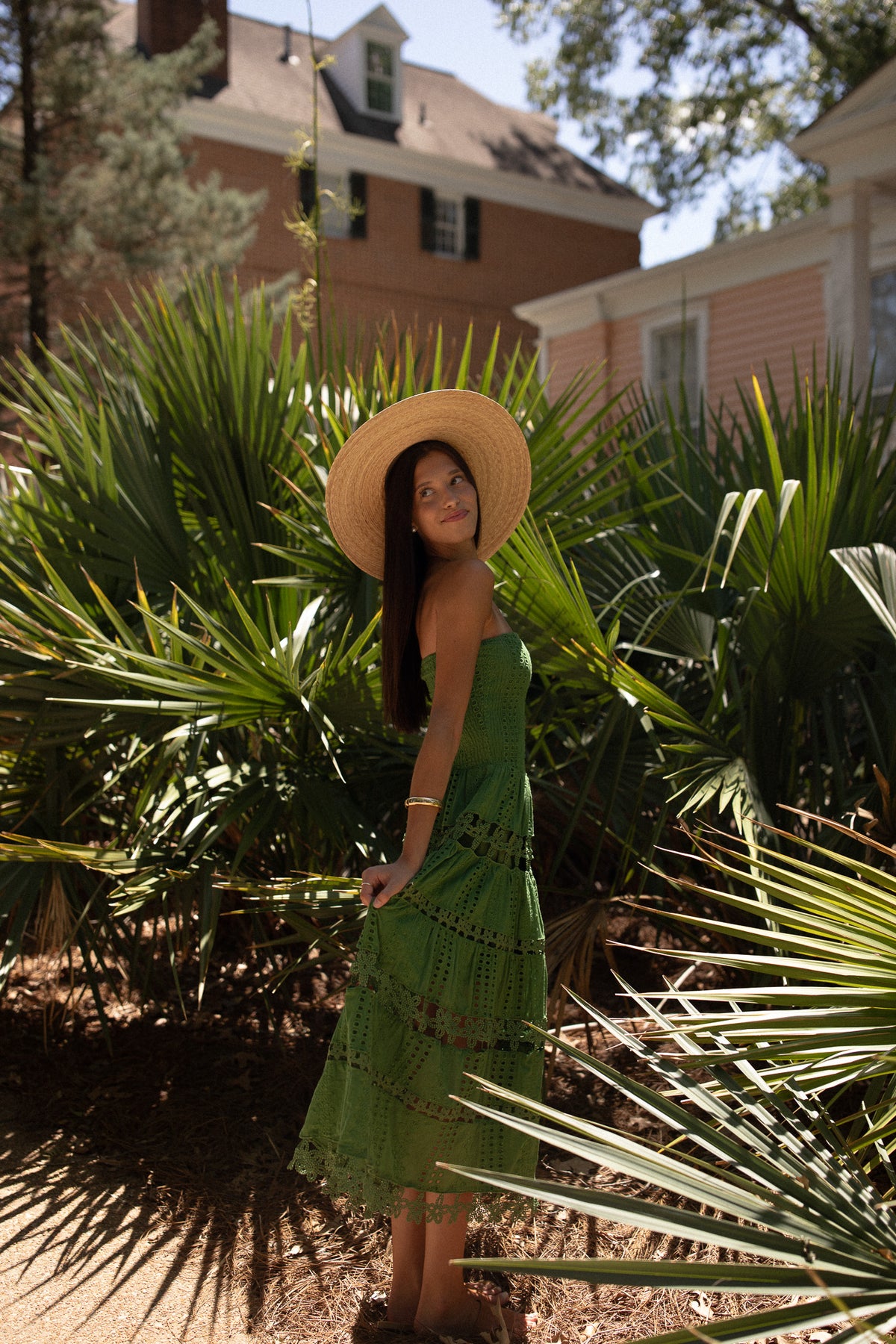 Sophia Eyelet Tube Dress (green)