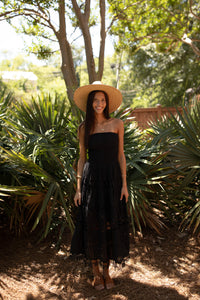Sophia Eyelet Tube Dress (black)