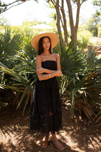 Sophia Eyelet Tube Dress (black)