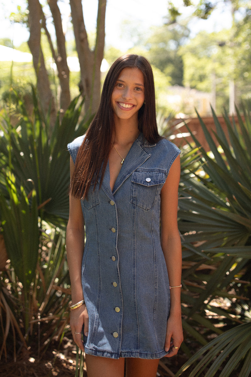 Denim Collared Mini Dress
