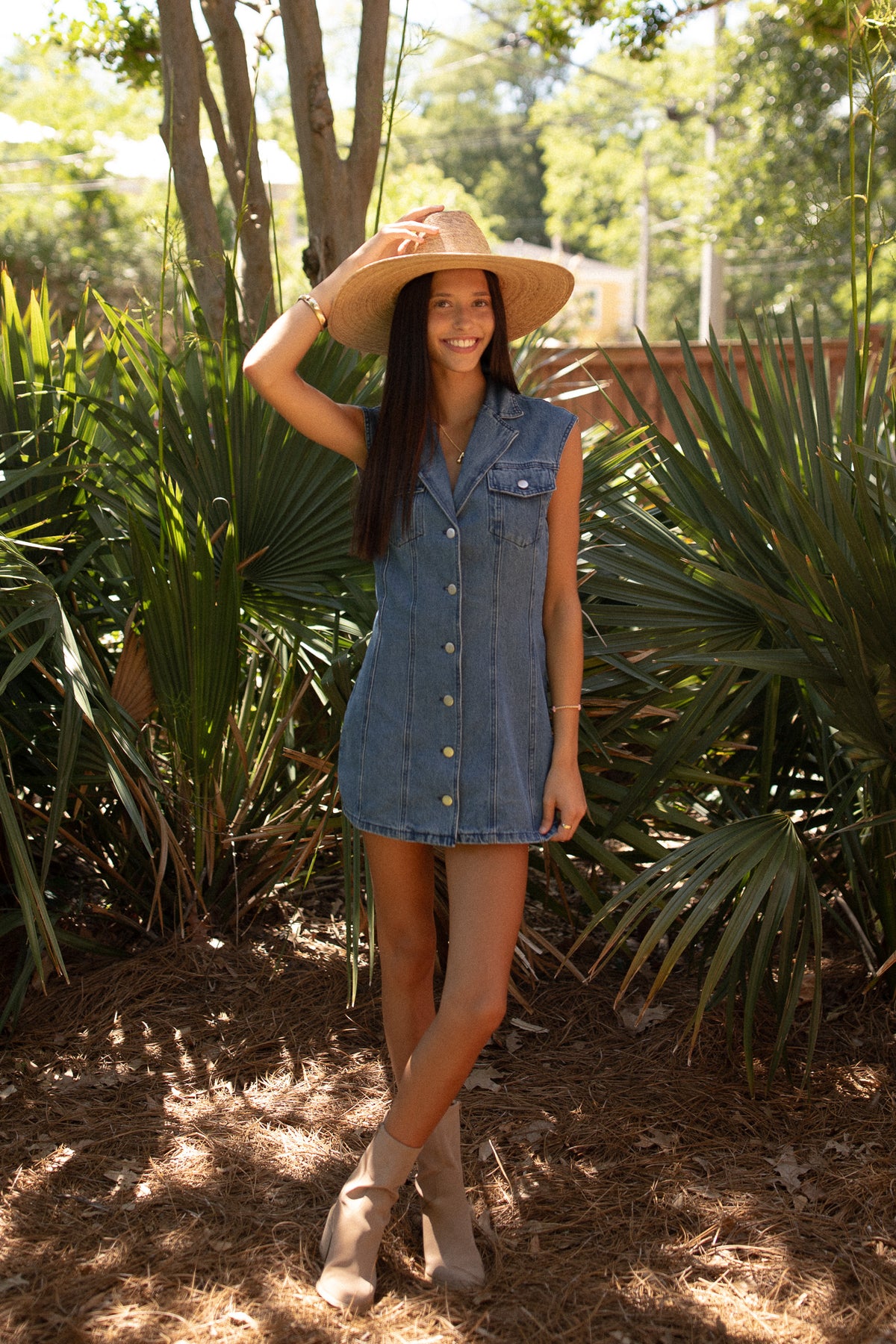 Denim Collared Mini Dress