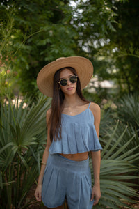 Pleated Denim Skort
