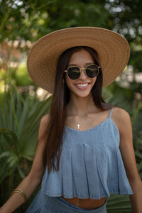 Pleated Denim Skort